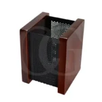Brown Organizer Wooden With Mesh Metal Pen Holder