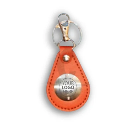 Orange Leather Keychain