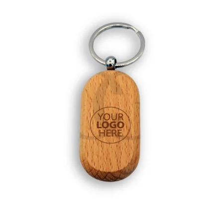 Oval Shape Wooden Keychain