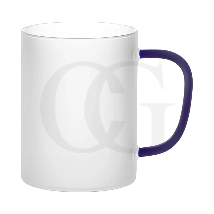 Frosted Sublimation Mug with Blue Handle