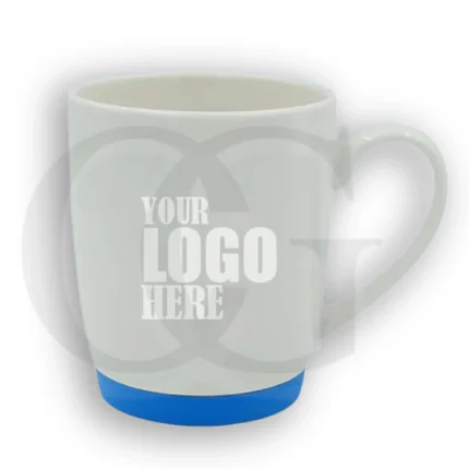 White bone China Mug with Light Blue Base