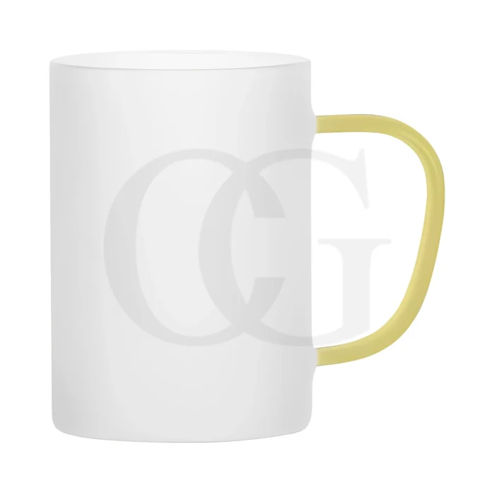 Frosted Sublimation Mug with Yellow Handle