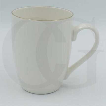 WHITE BONE CHINA MUG WITH GOLDEN RIM