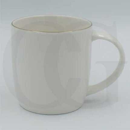 WHITE BONE CHINA MUG WITH GOLDEN RIM