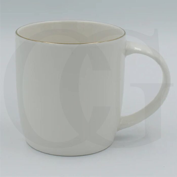 WHITE BONE CHINA MUG WITH GOLDEN RIM