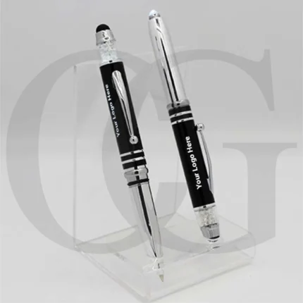 Black Metal Pen With Light Stylus