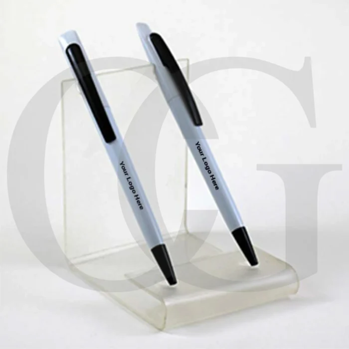 White Plastic Pen with Black Clip