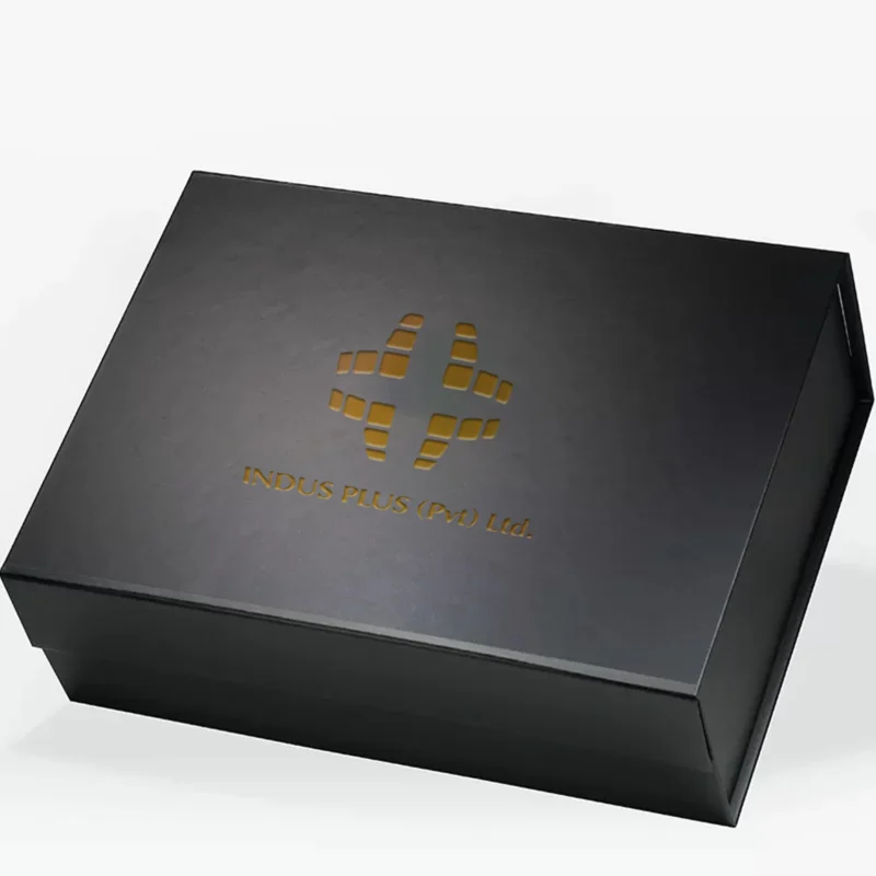 Indus Plus branded corporate gift box with logo, featuring a modern and professional design