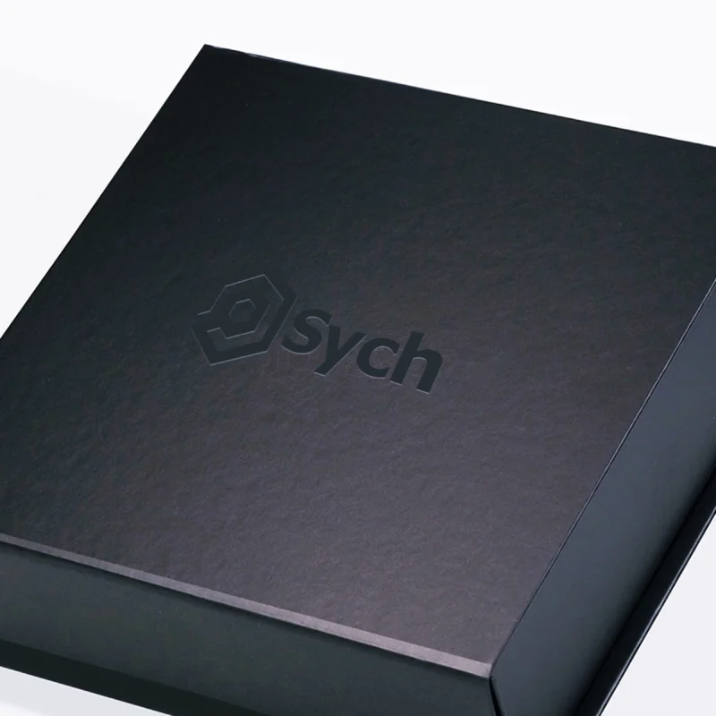 Sych branded corporate gift box with logo, showcasing a sleek and contemporary design