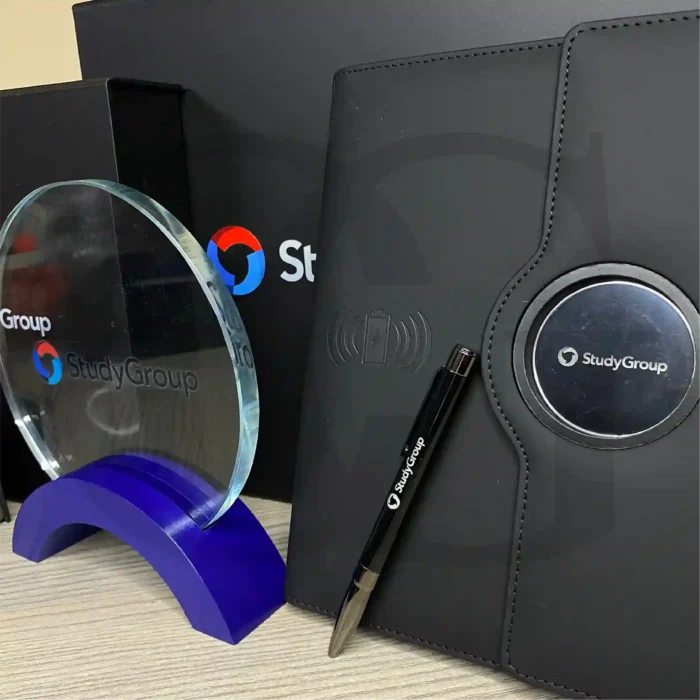 Legacy Recognition Set with Shield, Metal Pen, and Powerbank Notebook – Premium Corporate Gift
