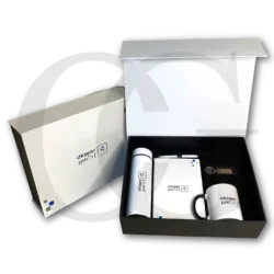 Momentum Productivity Kit featuring a bottle, mug, notebook, and keychain