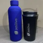 Sleek, stainless steel LuxeBrew Tumbler with insulated design for hot and cold beverages.