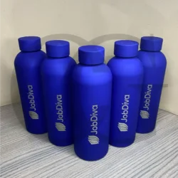 Sleek, stainless steel LuxeBrew Tumbler with insulated design for hot and cold beverages.