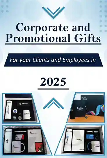 Corporate and promotional gifts displayed elegantly with customizable options, perfect for business branding and special occasions.