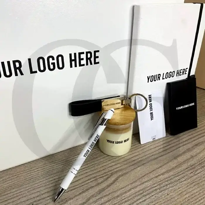 Elegant corporate gift box curated for premium clients, featuring high-end items.