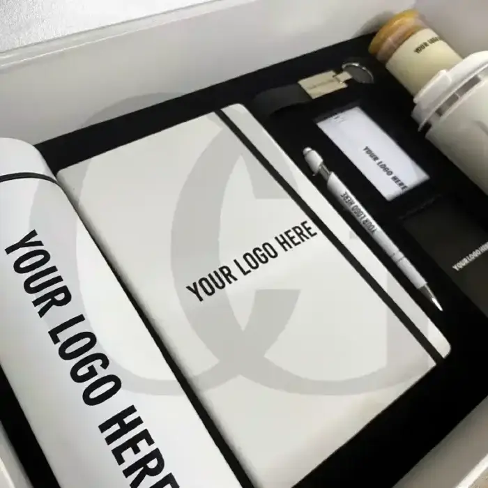 Elegant corporate gift box curated for premium clients, featuring high-end items.