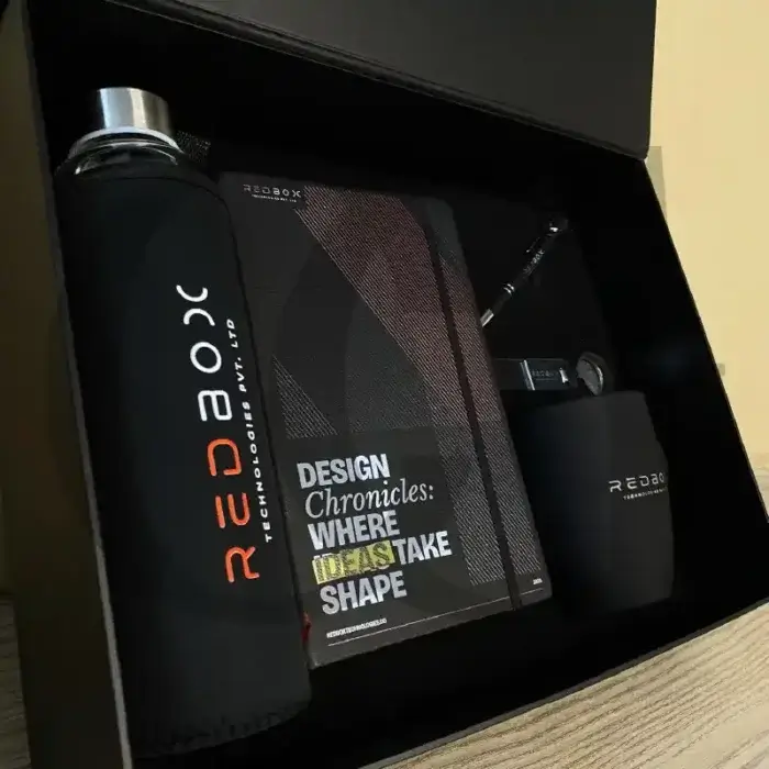 Luxurious corporate gift box with elegant, high-end items for premium gifting.