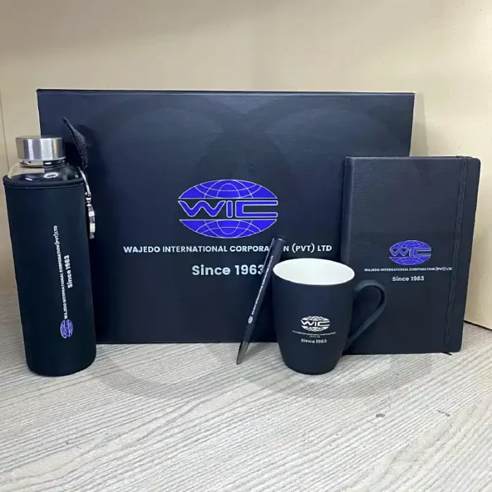 Premium corporate gift box celebrating success with elegant, curated items.