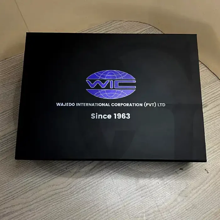Premium corporate gift box celebrating success with elegant, curated items.