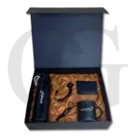 The Influence Box – premium corporate gift set with notebook, pen, and keychain for professionals.