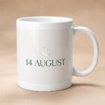 Minimal 14 August Independence Day mug with crescent star and 14 August text