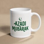 Bold Azadi Mubarak typography Pakistan Independence Day mug