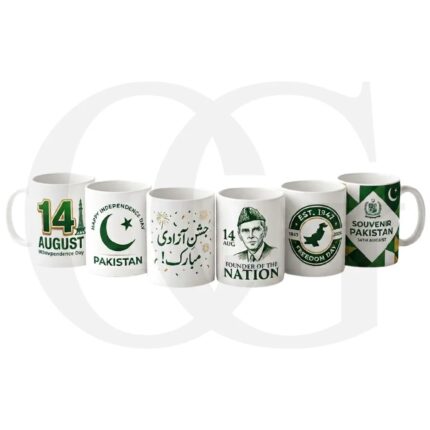 Six custom 14 August Pakistan Independence Day mug designs available at Corporate Gifting