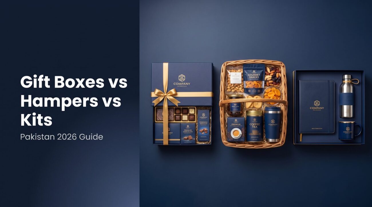 Corporate gift box, hamper and welcome kit compared