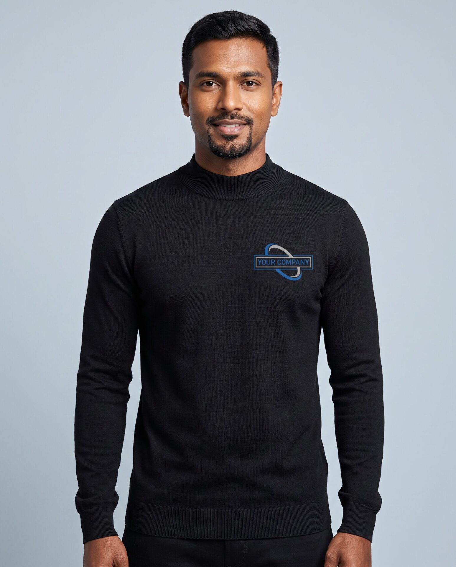 Black Fleas Sweater - male model with YOUR COMPANY logo Black Fleas Sweater - male model with YOUR COMPANY logo