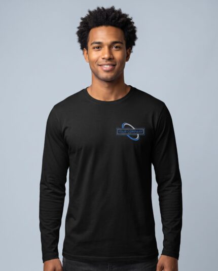 Full Sleeves T-Shirt - male model with YOUR COMPANY logo