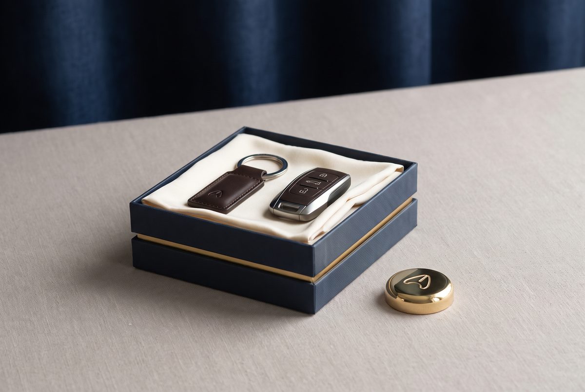 Corporate gift box with a car key for automotive gifting