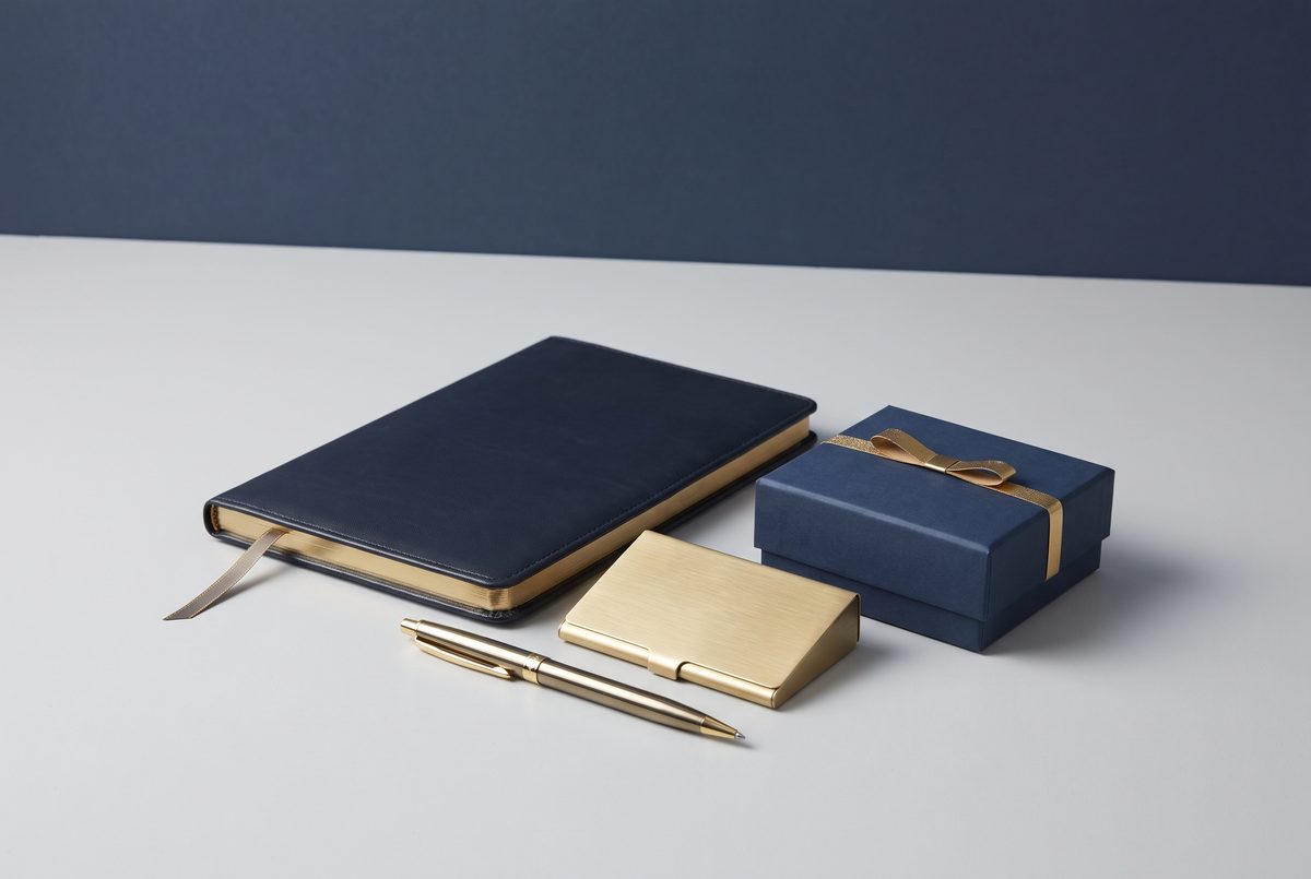 Leather diary, pen and gift box for insurance corporate gifting