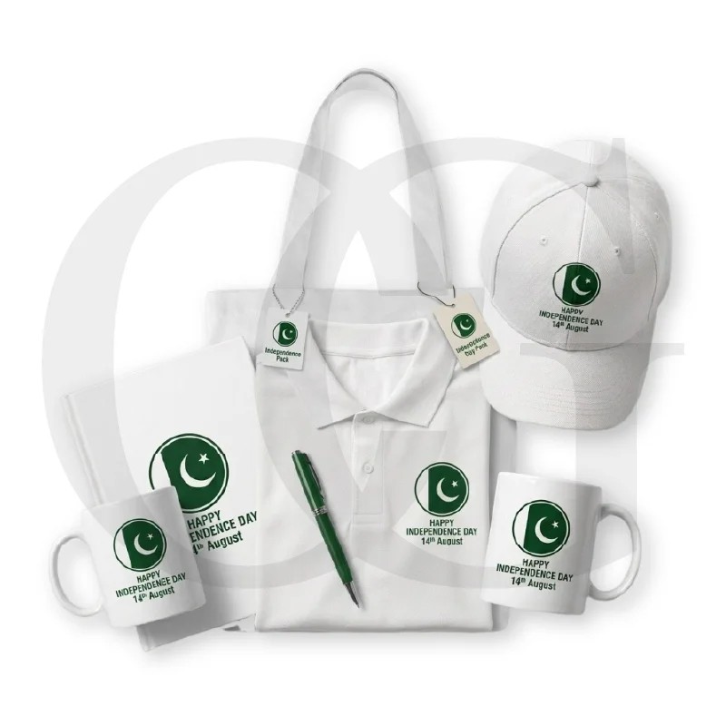 Independence Day Gift Pack Independence Day gift pack — branded polo, cap, tote, mugs, notebook and pen for 14 August